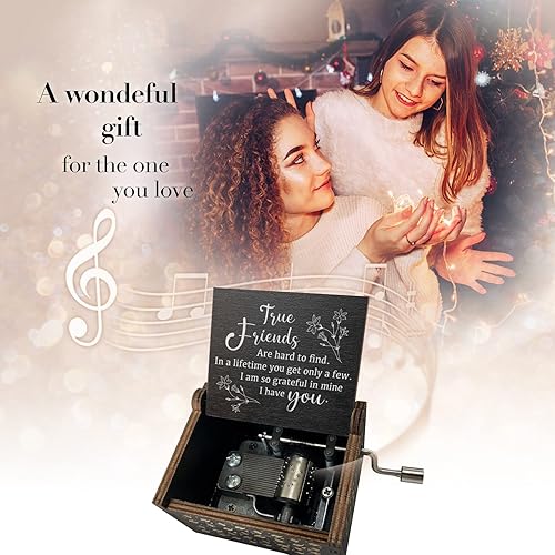 Miniatura 19 de Caja de música de regalo para abuela You are My Sunshine con manivela de mano, cajas musicales de madera grabadas con girasol, regalo para abuela