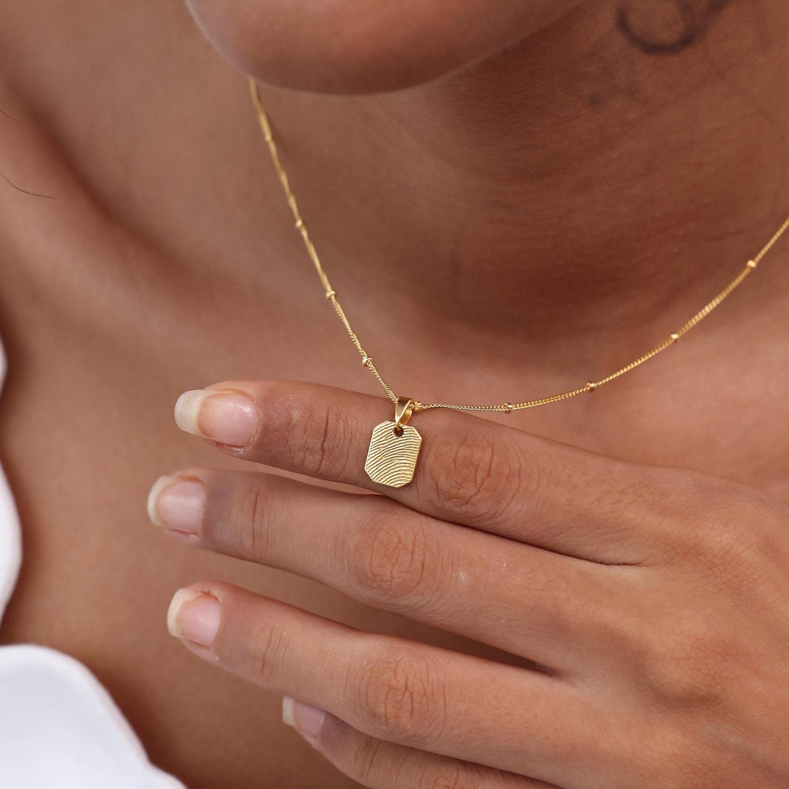 Mini ciondolo impronta digitale Collana argento sterling 925 autentico impronta del pollice ricordo gioielli fatta a mano anniversario personalizzato