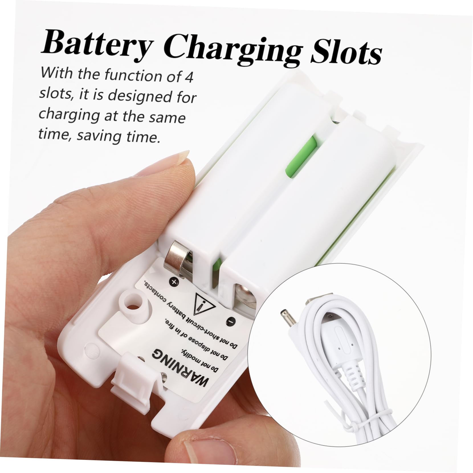 Operitacx Station de Recharge de Batterie 4 Emplacements, Indicateur LED, Charge Simultanée, Abs Blanc, pour Manette de Console, 1 Set
