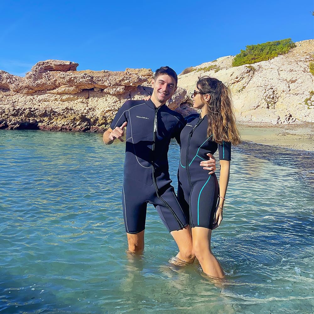 Seaskin Męski kombinezon do nurkowania 3 mm, kombinezon do nurkowania na całe ciało, z zamkiem błyskawicznym z przodu, do nurkowania, snorkelingu, surfingu, pływania