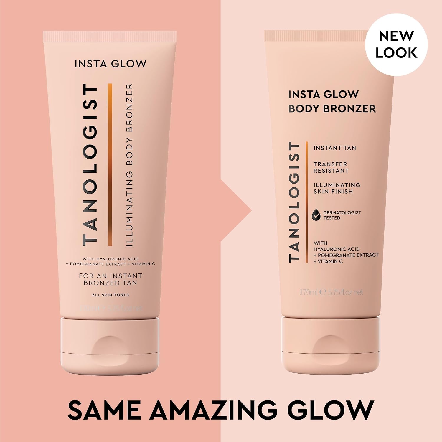 Tanologist Insta Glow Body Bronzer, Instant Illuminating Self-Tan, Hyaluronic Acid & Vitamin C, Streak-Free, Radiant Finish for All Skin Tones, 5.75 fl oz/170 ml Tube