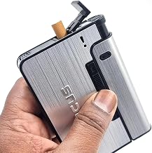 Focus Pioneer YH001 Automatic Cigarette Case Holder Box with Portable Lighter I Suitable for 08 pcs 84mm Long King Size Cigarettes (Random Color)