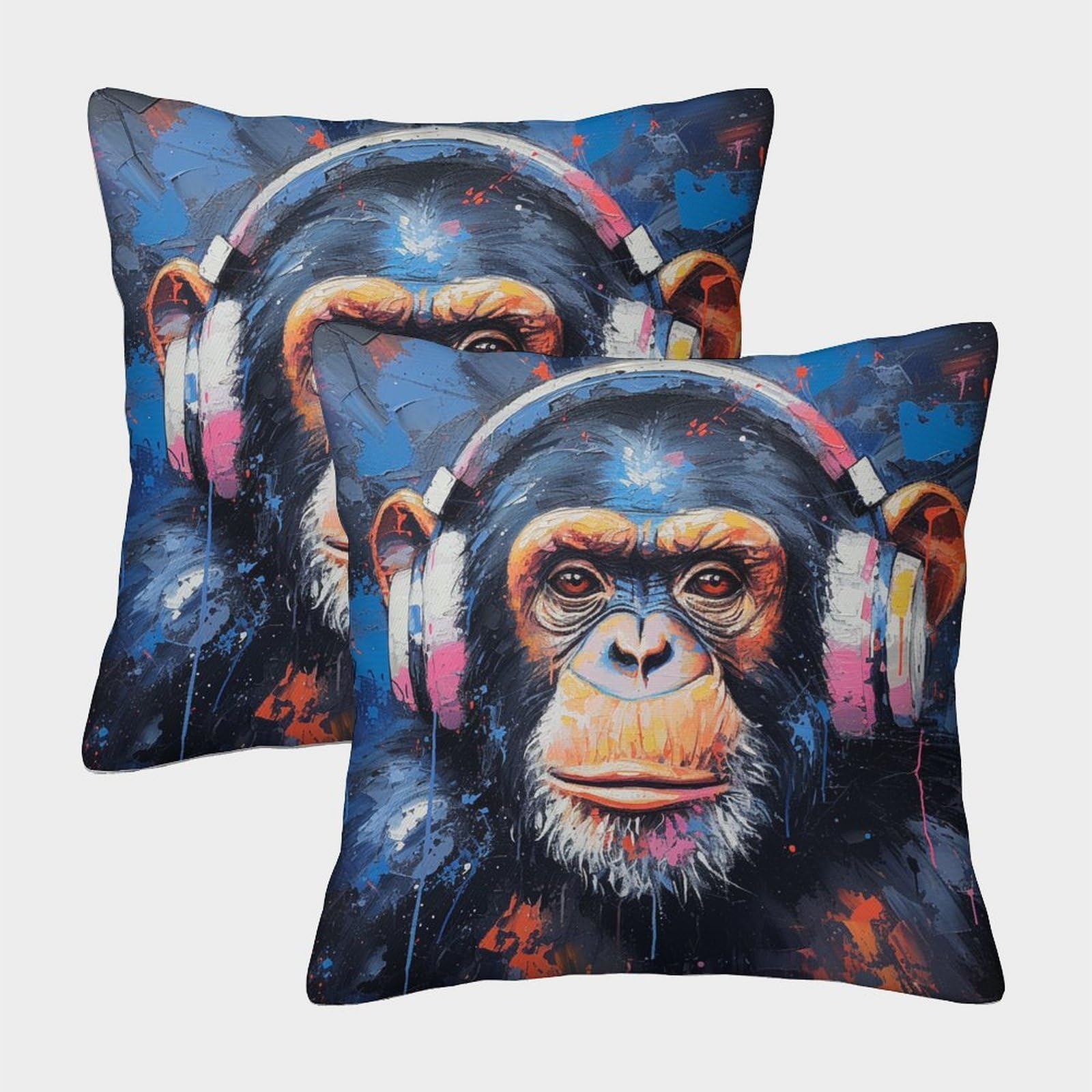 kaiyun 2 Pack Monkey Pillow Case 40x40cm Throw Pillow Case,Modern Decoration Pattern for Terrace Sofa Bedroom Indoor Outdoor Party