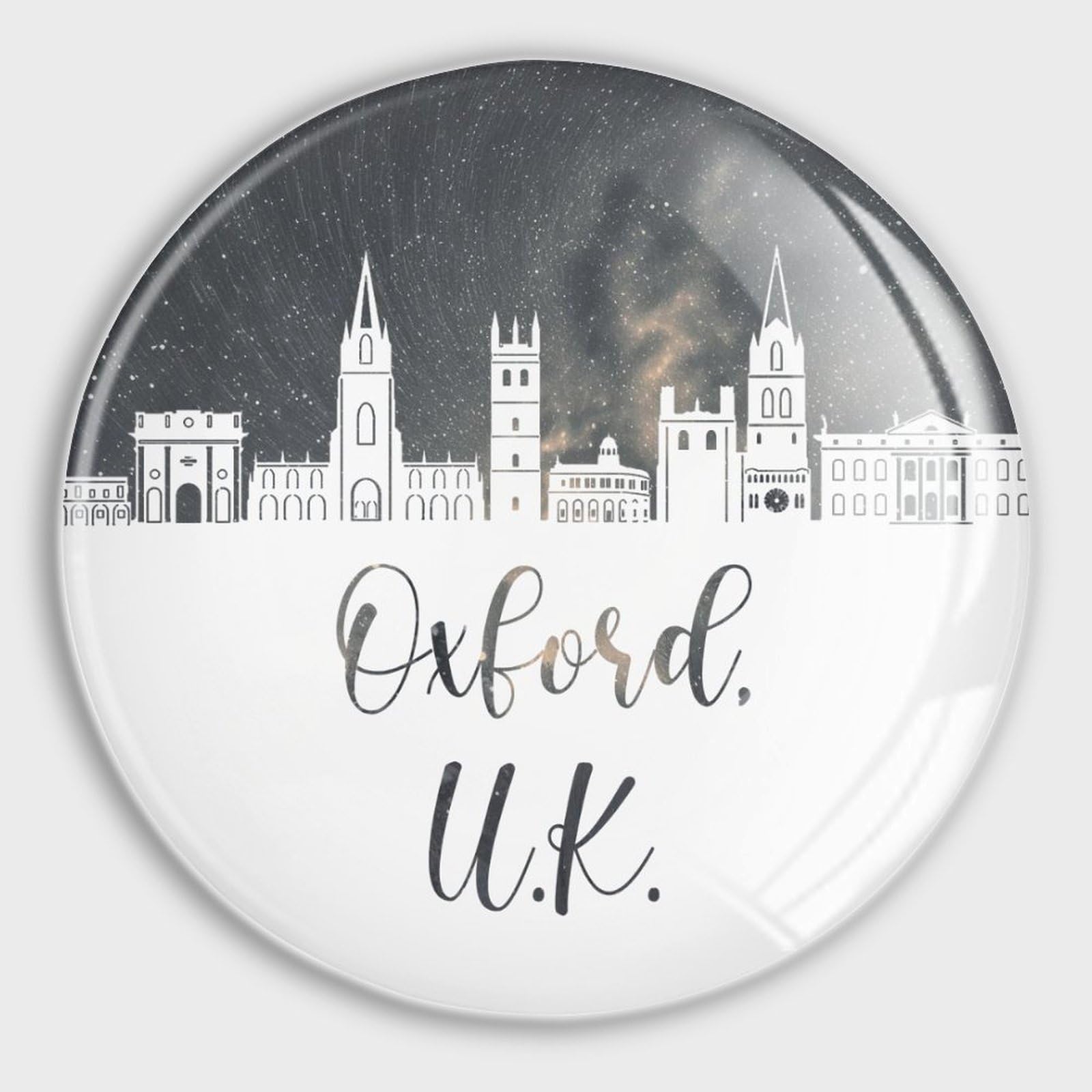 Aimants de réfrigérateur en verre premium à motif horizon d'Oxford pour bureau