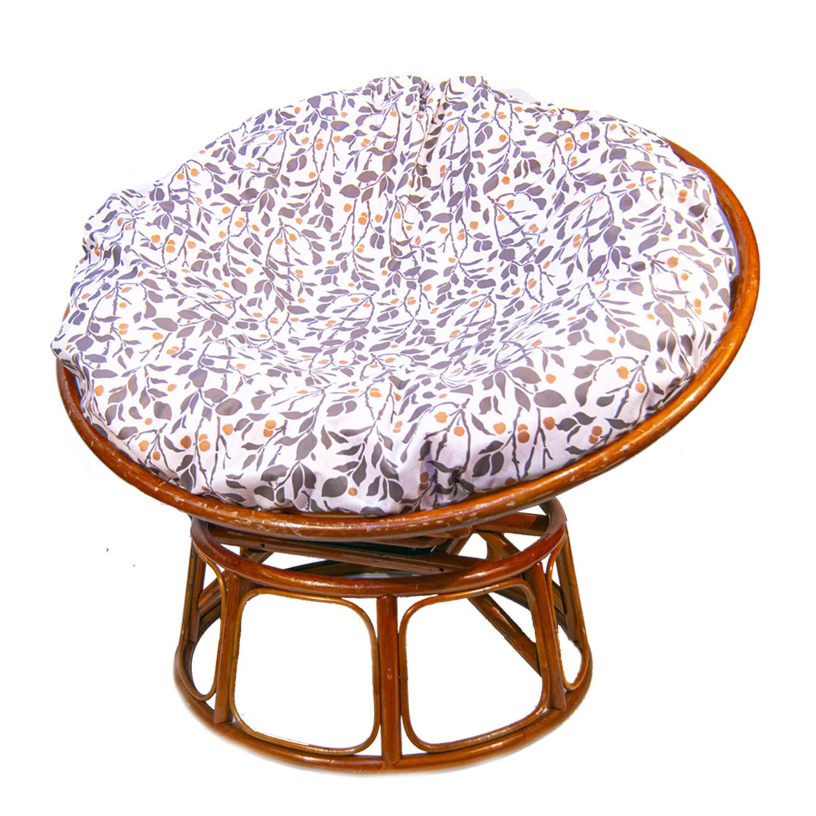 Papasan Cushion Cover, Skin-Friendly-Soft Printed Microfiber Fabric, Machine Washable Zippered Papasan Chair Cushion Slipcover Only (Brown Leaves, 50 in)