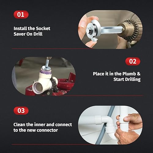 Miniatura 5 de Protector de enchufe de PVC para fontanería, cortador escariador de tubería de PVC para quitar SCH 40 del cubo, se adapta a taladro eléctrico de