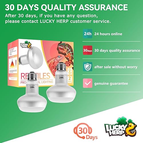 Miniatura 7 de LUCKY HERP Bombillas de calor intenso para reptiles de 100 W, paquete de 2 lámparas de calor de reptiles de luz diurna UVA, bombilla de calor para