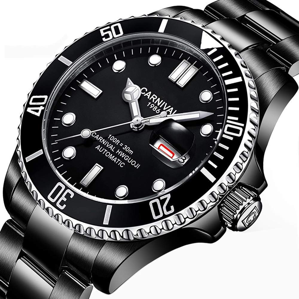 Vista 2 de MASTOP Reloj automático para hombre clásico con bisel giratorio analógico para hombre para buceo día y semana reloj de lujo