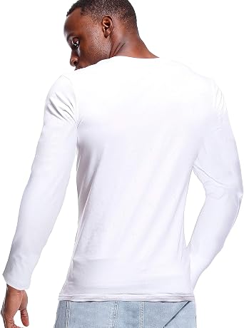 Deep V Neck Shirts Men Long Sleeve Stretch T-Shirt Low Cut Undershirts Tees