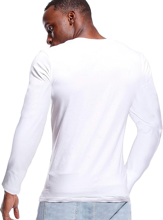 Deep V Neck Shirts Men Long Sleeve Stretch T-Shirt Low Cut Undershirts Tees