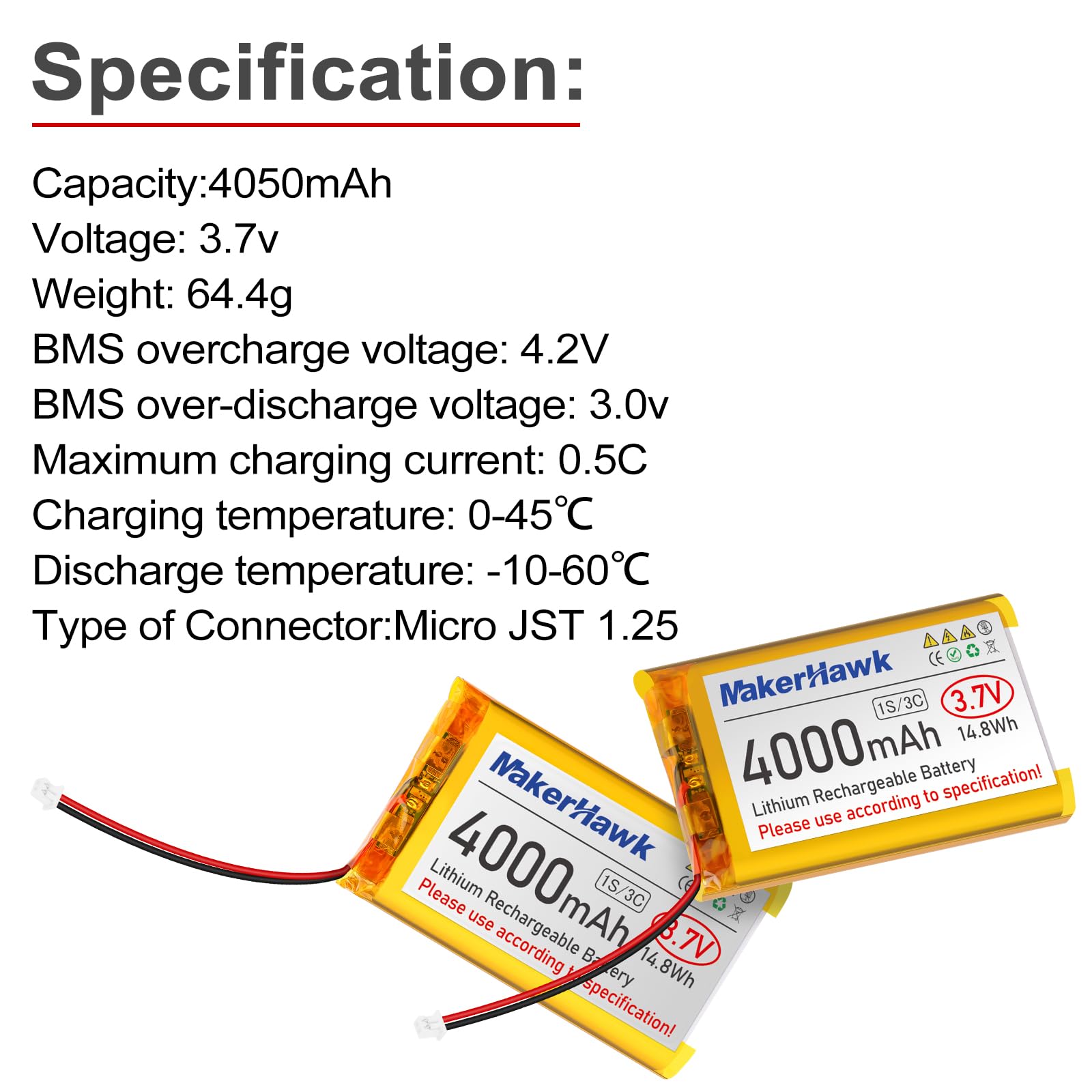 3000mAh 3.7V 1S Rechargeable Battery Li-ion Battery | MULTAN ELECTRONICS - Foto 5