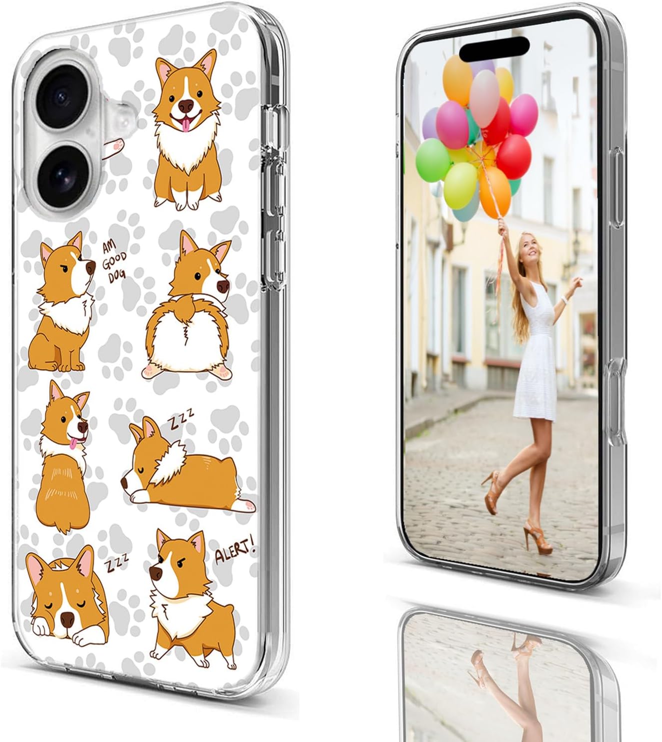 for iPhone 16 Case for Women Girl Men, Full Protective Shockproof Soft TPU Clear Slim Phone Cover Cases with Design for iPhone 16 6.1,Cute Anime Cartoon Animal Pet Dog Corgi - Image 3