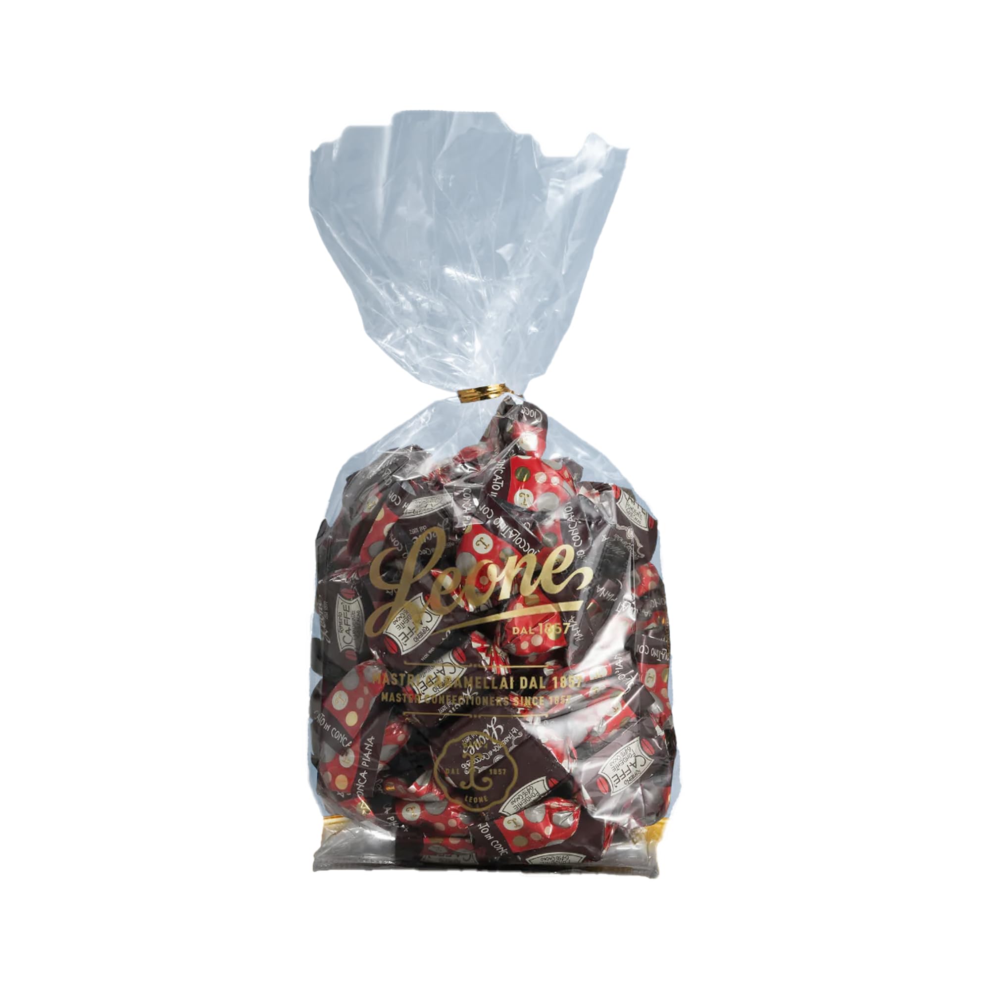 Leone depuis 1857 – Petit Lingot Fourré au Café - Chocolat Noir fourré au Café et aux Noisettes - Sans Gluten et Végan - Sachet Recharge - 500 gr