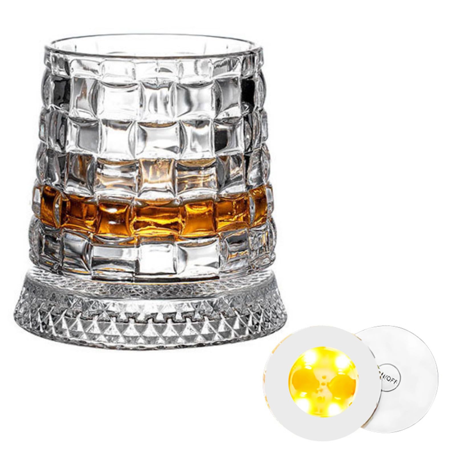 Oxxggkao Multiple Texture Clear Rotating Whiskeys Cup for Entertainment and Stress Relief Safe Crystal Glassware Gift Elegant Whiskeys Glass