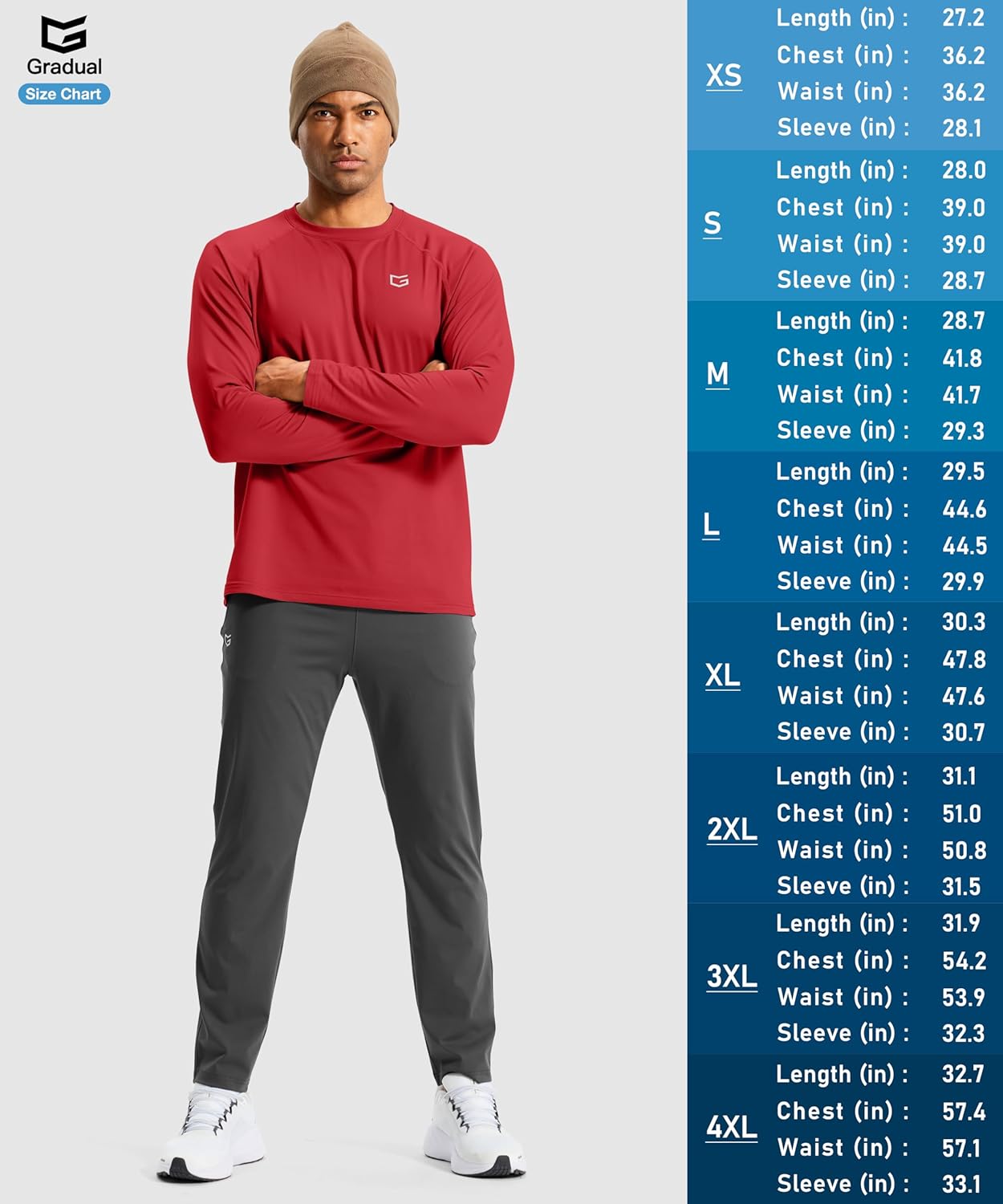 G Gradual Men's Thermal Shirts Long Sleeve Athletic Workout T-Shirts Crewneck Fleece Lind Base Layer for Men Cold Weather - Image 7