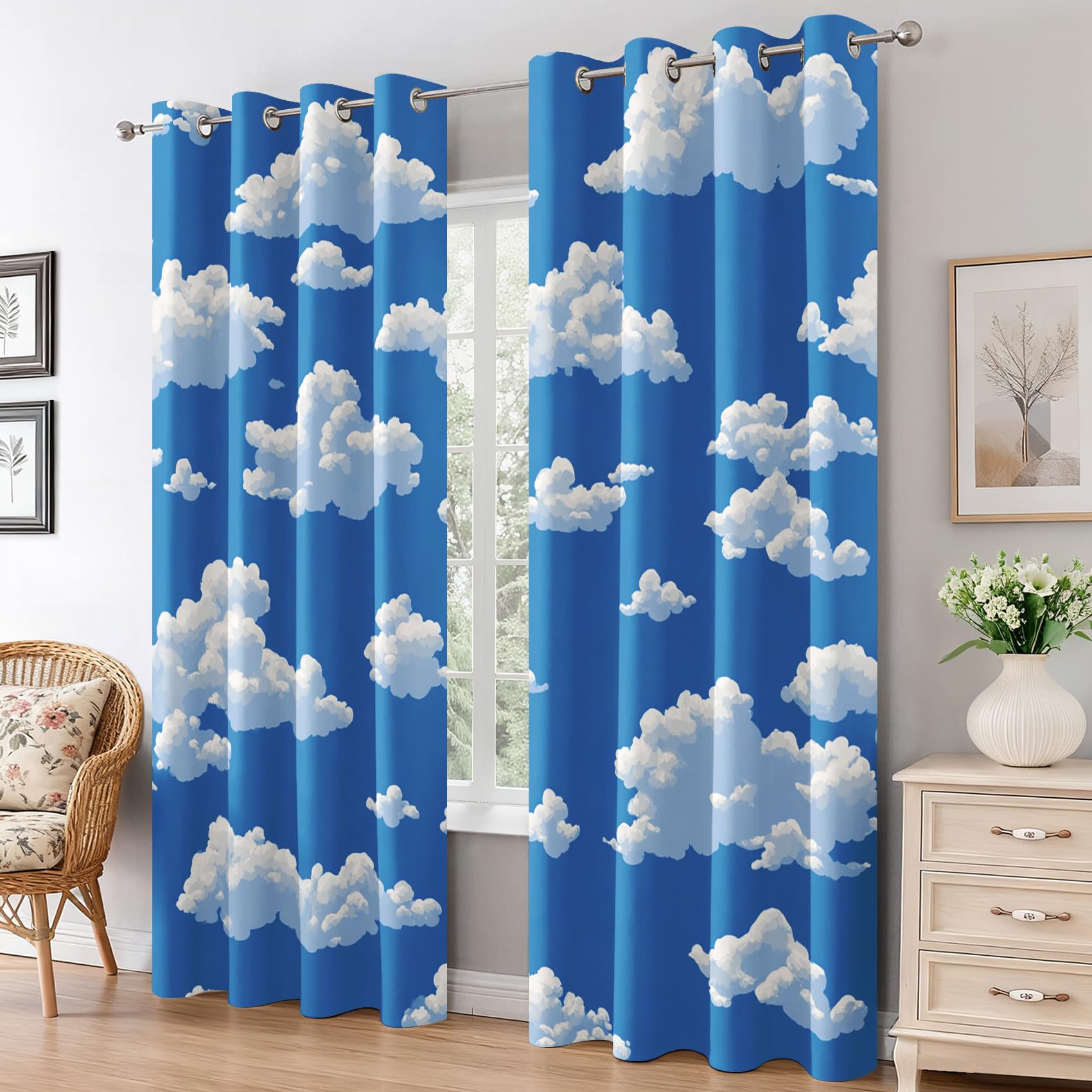 Générique Rideau Occultant Nuage Blanc Mignon, 75x166 cm (LxH)