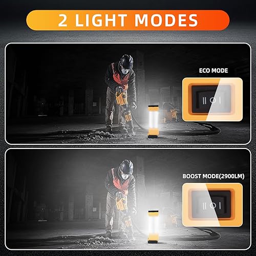 Miniatura 3 de Luz de trabajo LED para batería DEWALT de 20 V, 2900 lm, linterna LED de campamento para exteriores, 360°, 2 modos de luz de inspección portátil