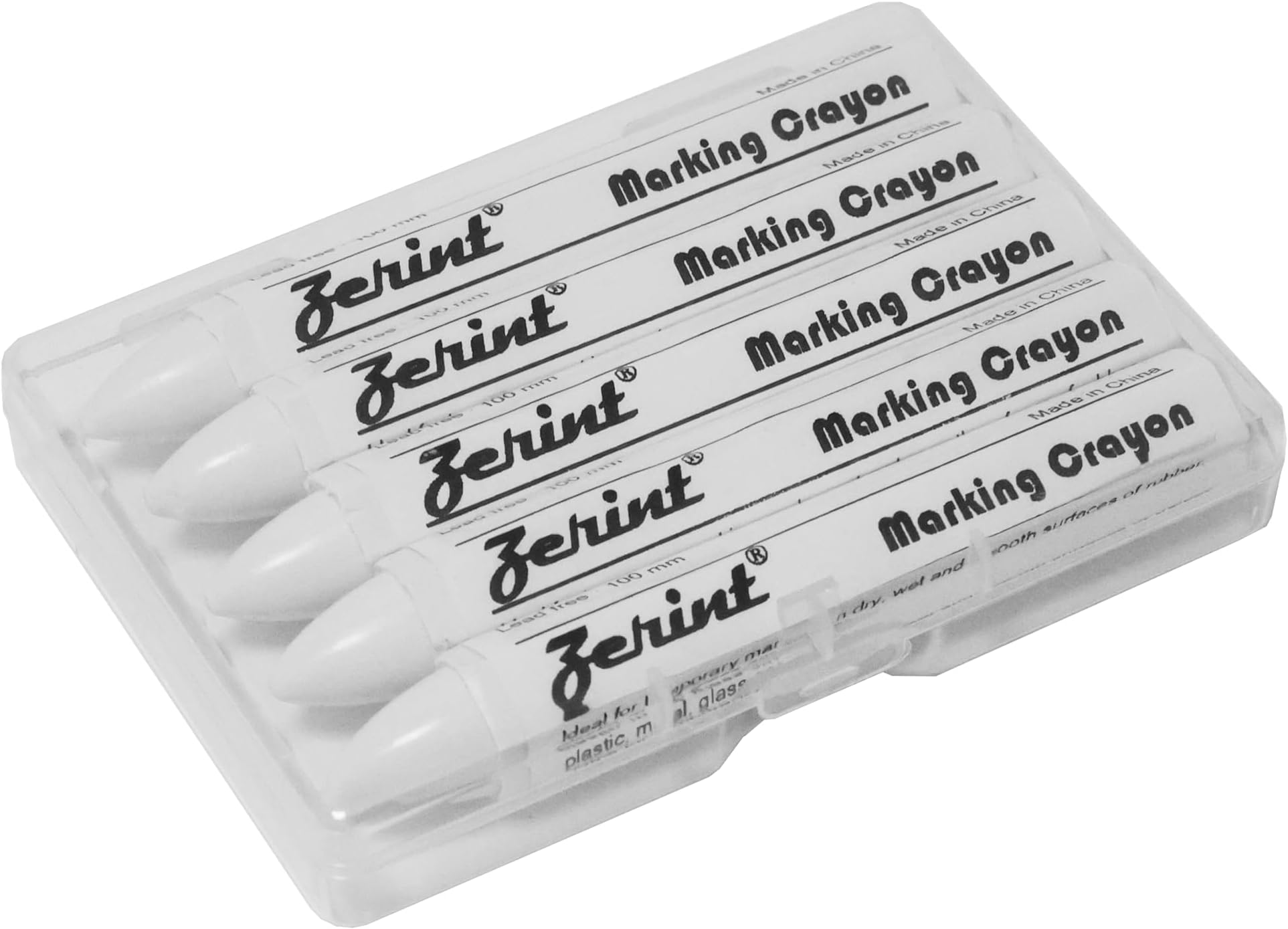 – Universal Marking Crayons, 5Pcs 100mm Wax Marker for Wood Metal Carton Ceramics Concrete Glass Plastic Tyre (White)