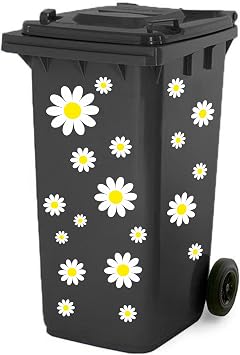 x25 Daisy Flower Vinyl Decal Stickers, Cover Marks, Wheelie Bin Graphics