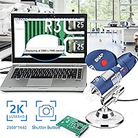 Vista 2 de Ninyoon Microscopio digital USB 2K para PC Android, microscopio 40-1000X Super HD endoscopio lupa cámara compatible con teléfonos celulares Android