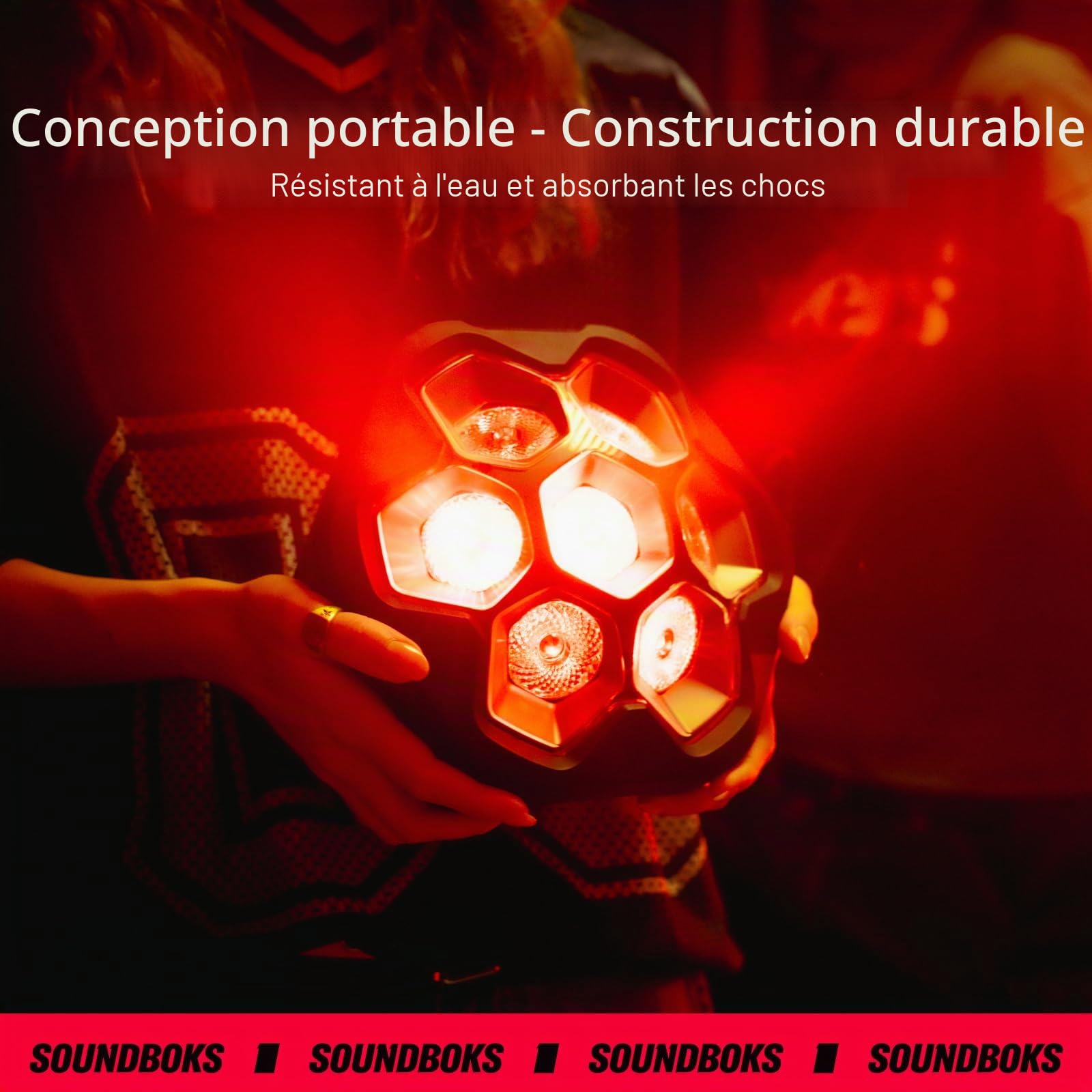 SOUNDBOKS LightBoks Lampe de fête portable audio réactive, contrôle de la musique avec contrôle par application, étanchéité IP65, connexion TeamUp, idéale pour l'extérieur et les événements