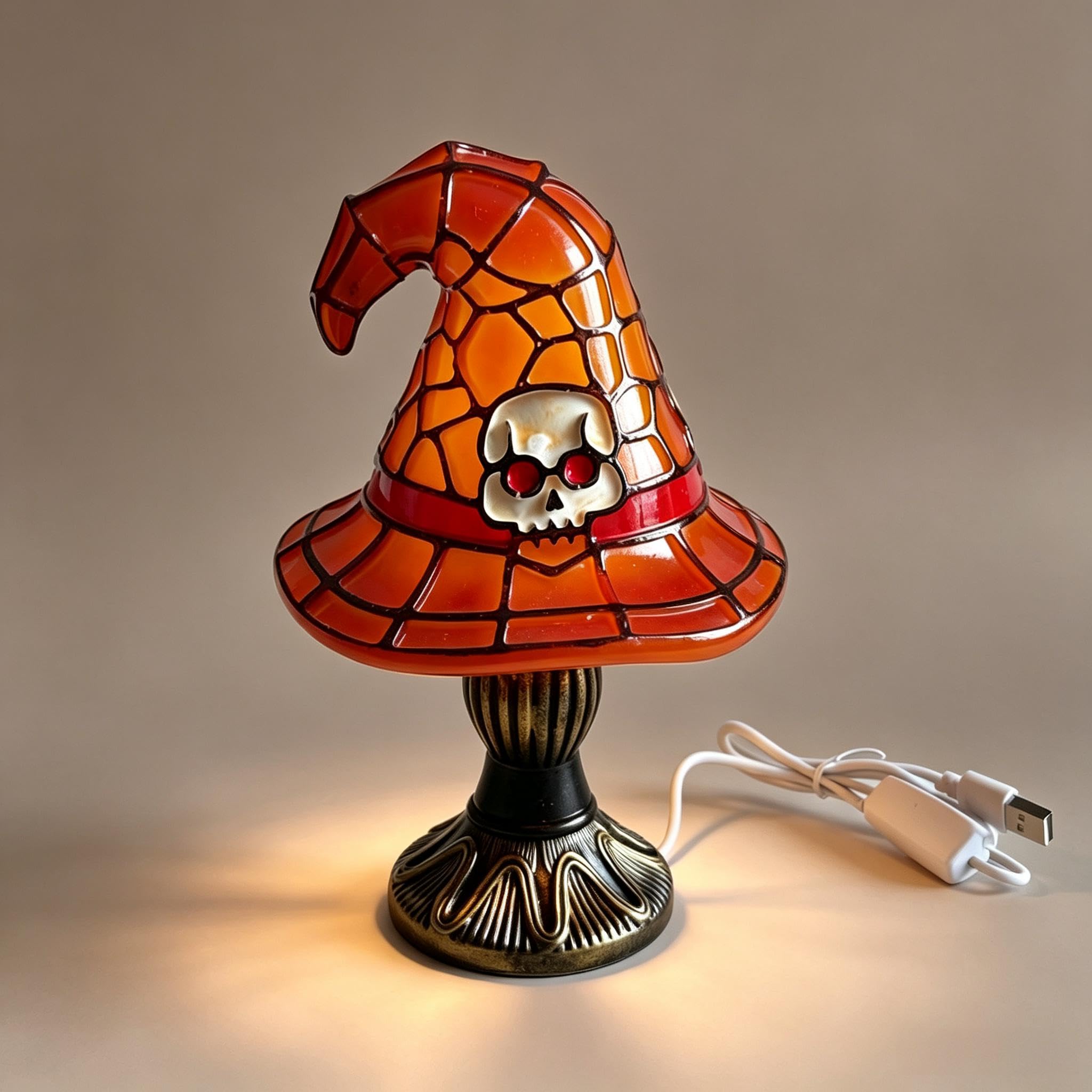 Witch Hat Lamp Halloween Decorations Resin Halloween Table Night Light