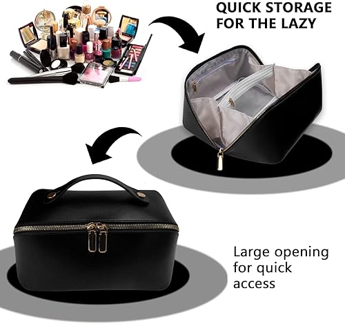 Miniatura 5 de YOCETORY Nuevo bolso del maquillaje, bolso cosmético de cuero de la PU 2023, Negro2, Moderno