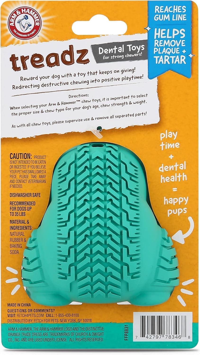 Arm & Hammer for Pets Super Treadz Gorilla Dental Chew Toy for Dogs - Dog Dental Toys Reduce Plaque & Tartar Buildup Without Brushing - Safe for Dogs up to 35 Lbs (Pack of 3)