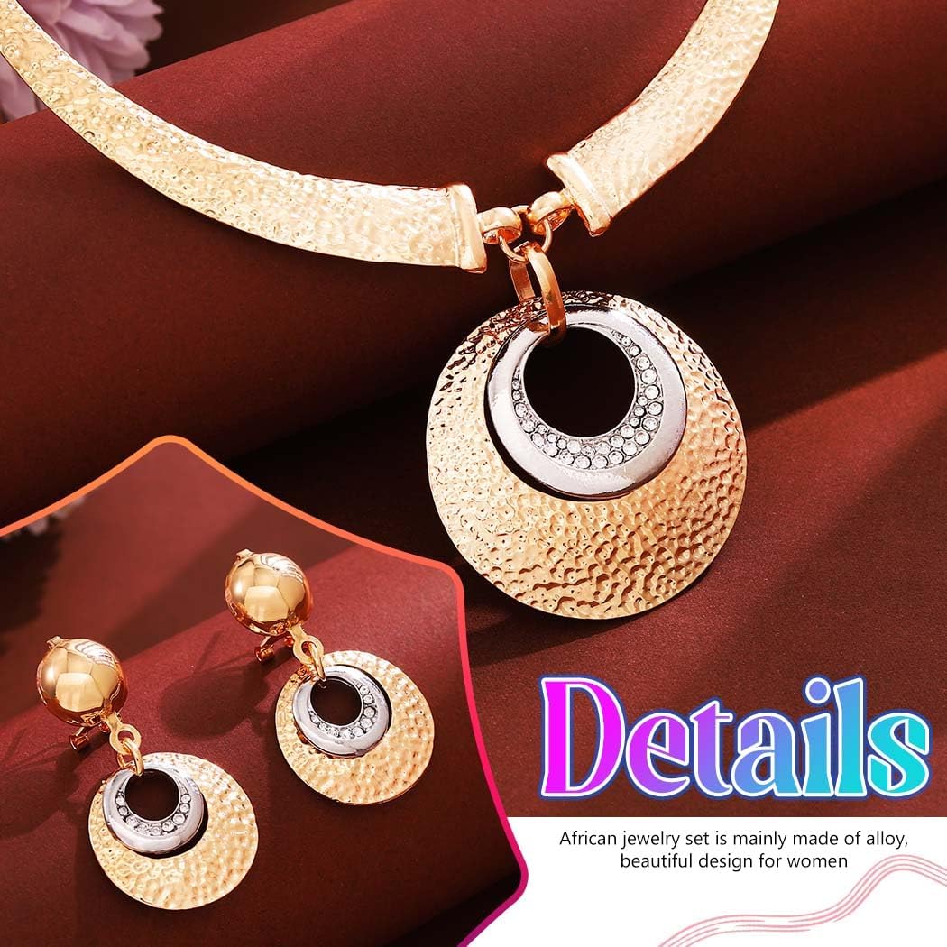 Sixexey Gold African Jewelry Set Chunky Collar Necklace Earrings Africa Festival Costume Jewelry for Women - Image 6