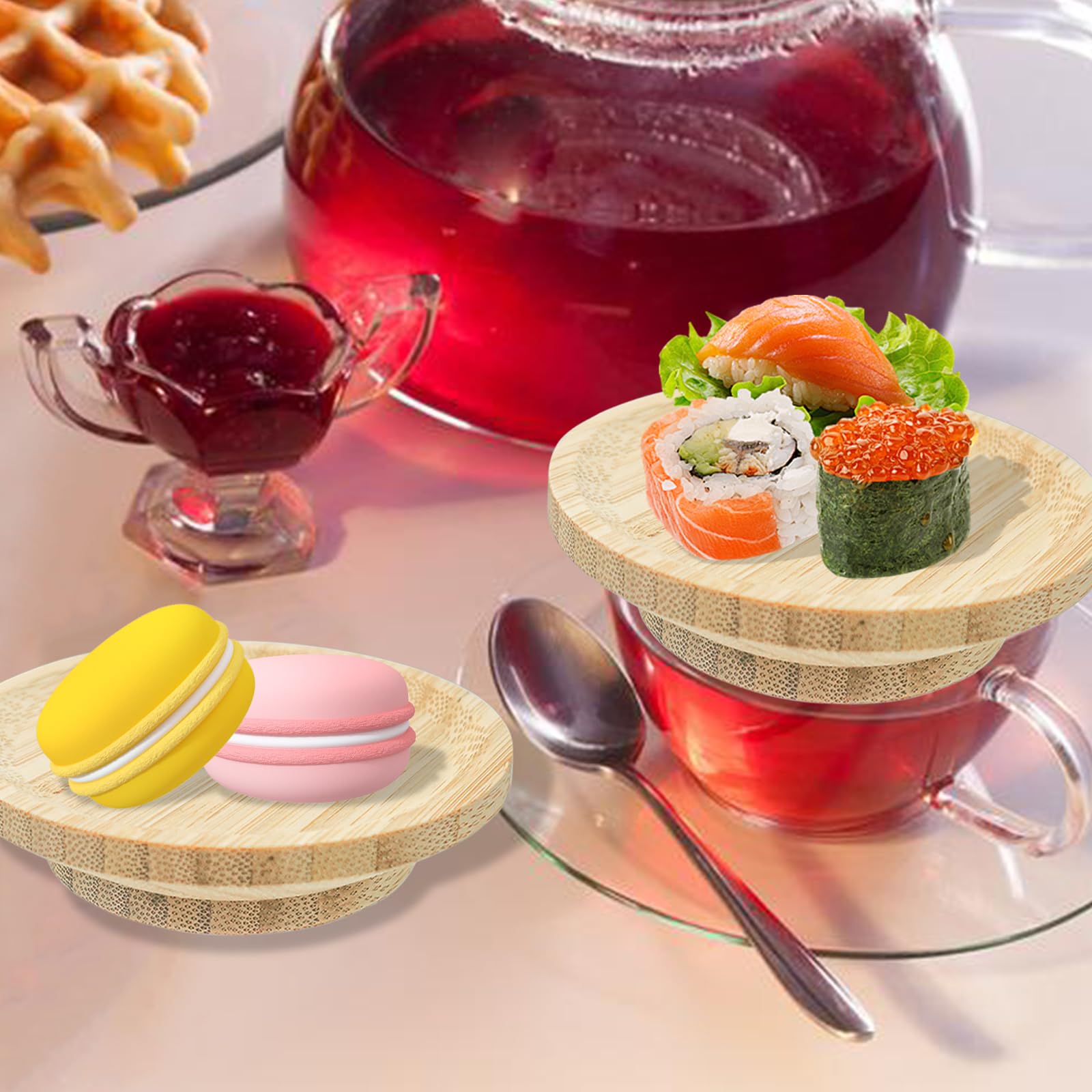 6 Pezzi Topper per Bicchiere di Vino,Topper per Salumi In Vetro Da Vino,Adatto per Antipasti,Dessert,Casa,Ristoranti e Bar