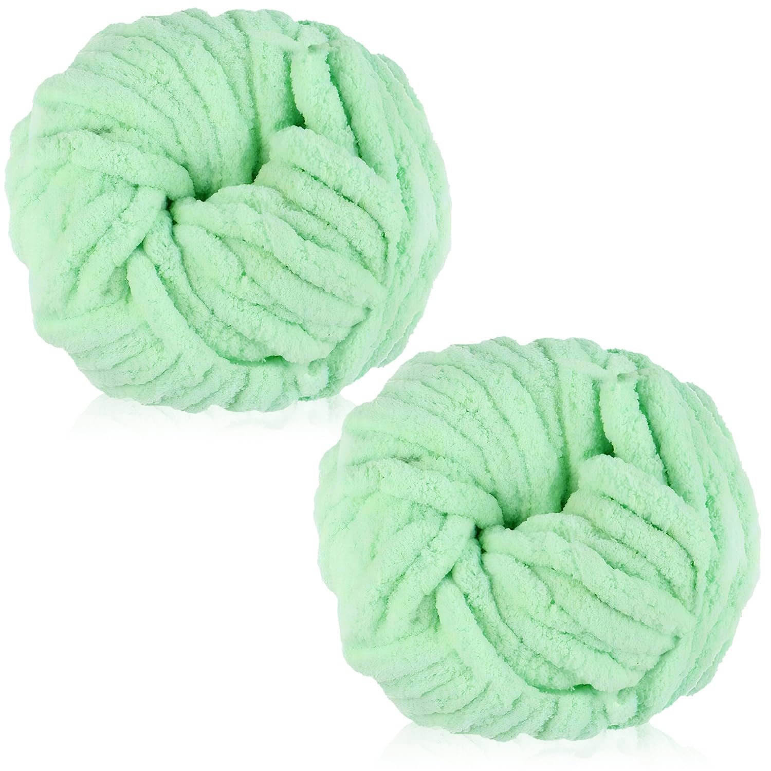 Exquilnova 2 Pack Chunky Yarn for Hand Knitting,Multiple Colors Chenille Yarn for Knitting & Crochet,Soft Chunky Wool for Blankets,Cushion,Scarves,Pet Beds,Bags,Hats,Sweaters(Water Green)