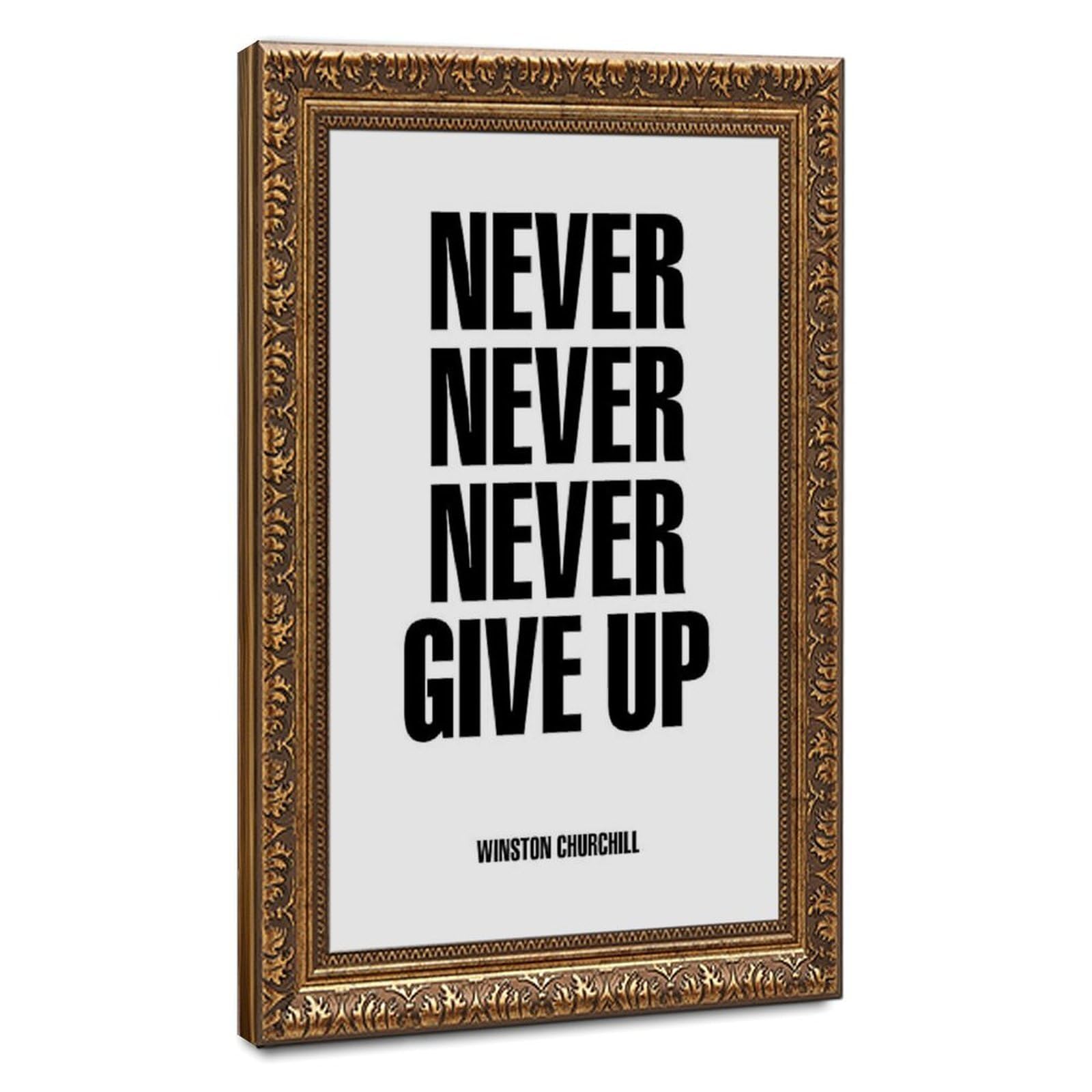 ELKPDOE Never, Never, Never Give Up Poster Motivational Quotes