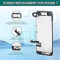 Vista 2 de Para iPhone 7 Reemplazo de pantalla negro con botón de inicio 4.7 "3D táctil LCD digitalizador Asamblea completa con cámara frontal oído altavoz