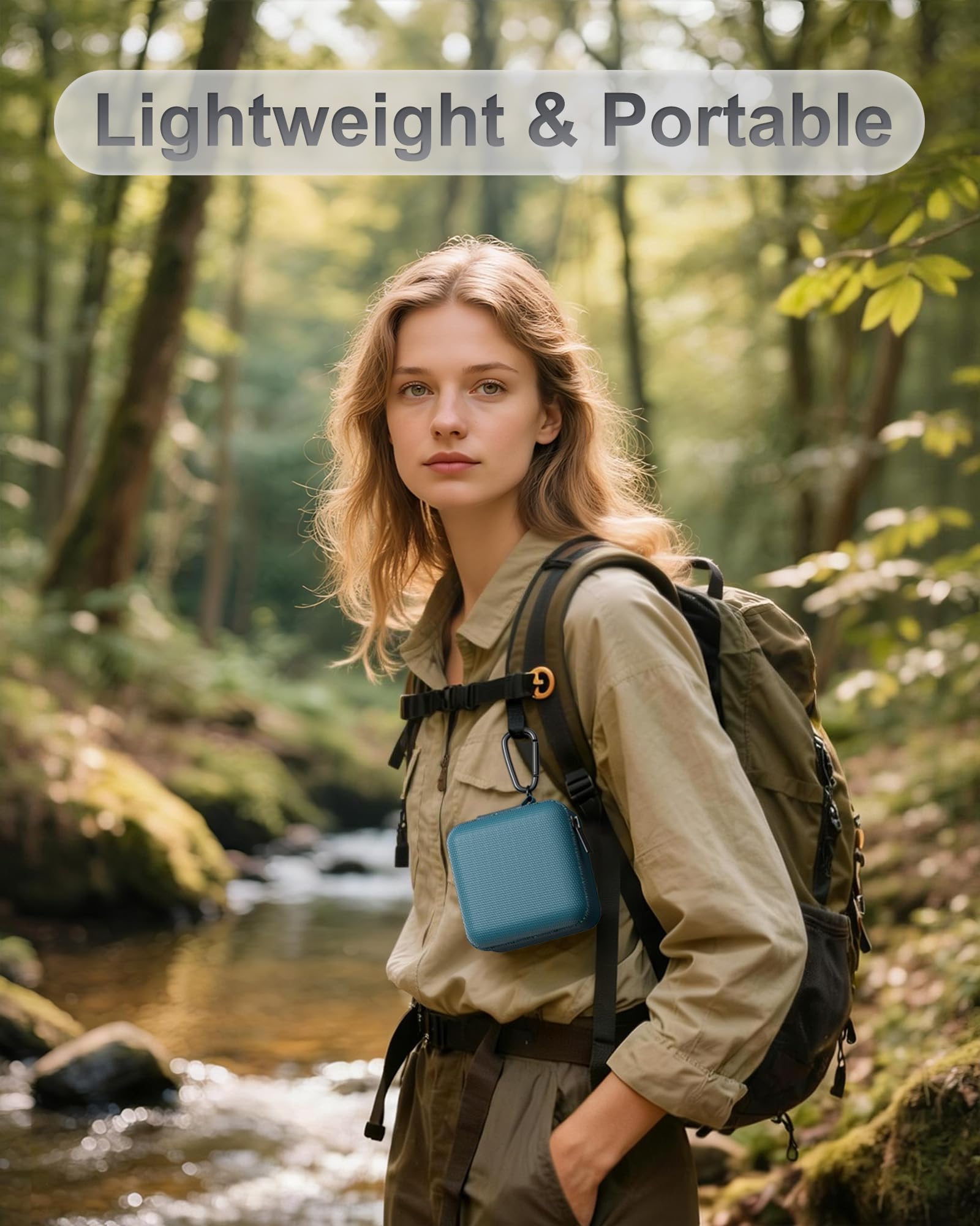 ProCase Etui podróżne do Bose SoundLink Micro 2. generacji i 1. generacji - wytrzymała przenośna torba z karabińczykiem i uchwytem do głośnika, akcesoriami i kablami, niebieska