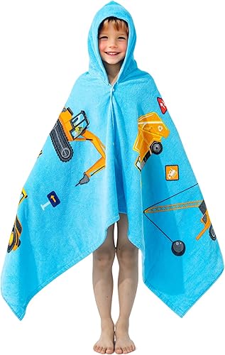 Miniatura 10 de Toalla con capucha 100% algodón para niños de 2 a 6 años, toalla de playa para piscina, toalla de playa, suave y absorbente, poncho de playa pequeño