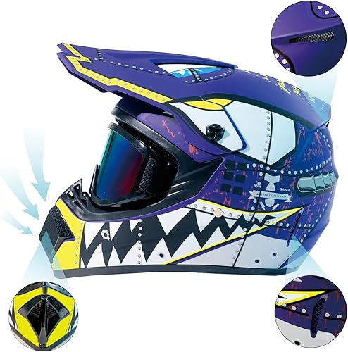 Miniatura 4 de Motocross Helmet DOT Dirtbike ATV Motorcycle Mountain Bike Full Face Helmet with Goggles Gloves Mask