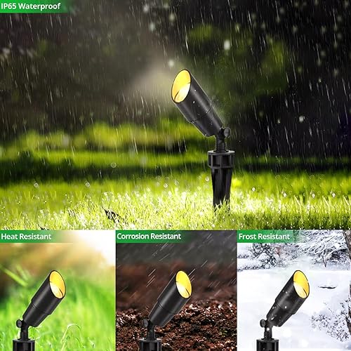 Miniatura 3 de wowlite Focos de aluminio negro mate para exteriores con 4 bombillas, 5 W, 2700 K, luz cálida de 12 V, bajo voltaje, iluminación de paisaje, IP65,