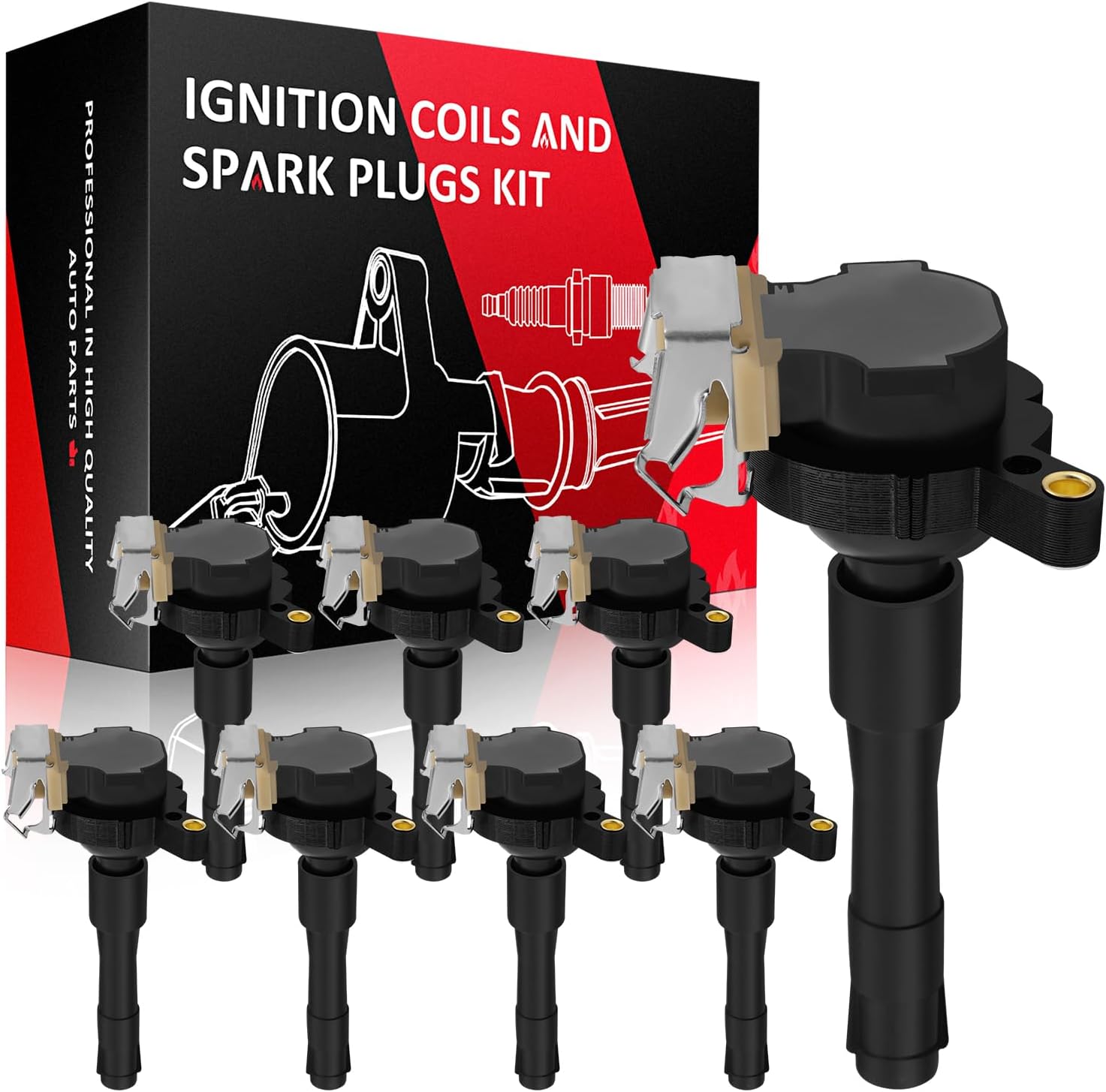 SCITOO Ignition Coil Coils Pack fits for Land Rover Freelander 2.5L 2002-2006 for X5 3.0L 2001-2002 for M5 5.0L 2000-2003 for M5 4.9L 1999-2003 UF300 C1239 E1196a set of 8