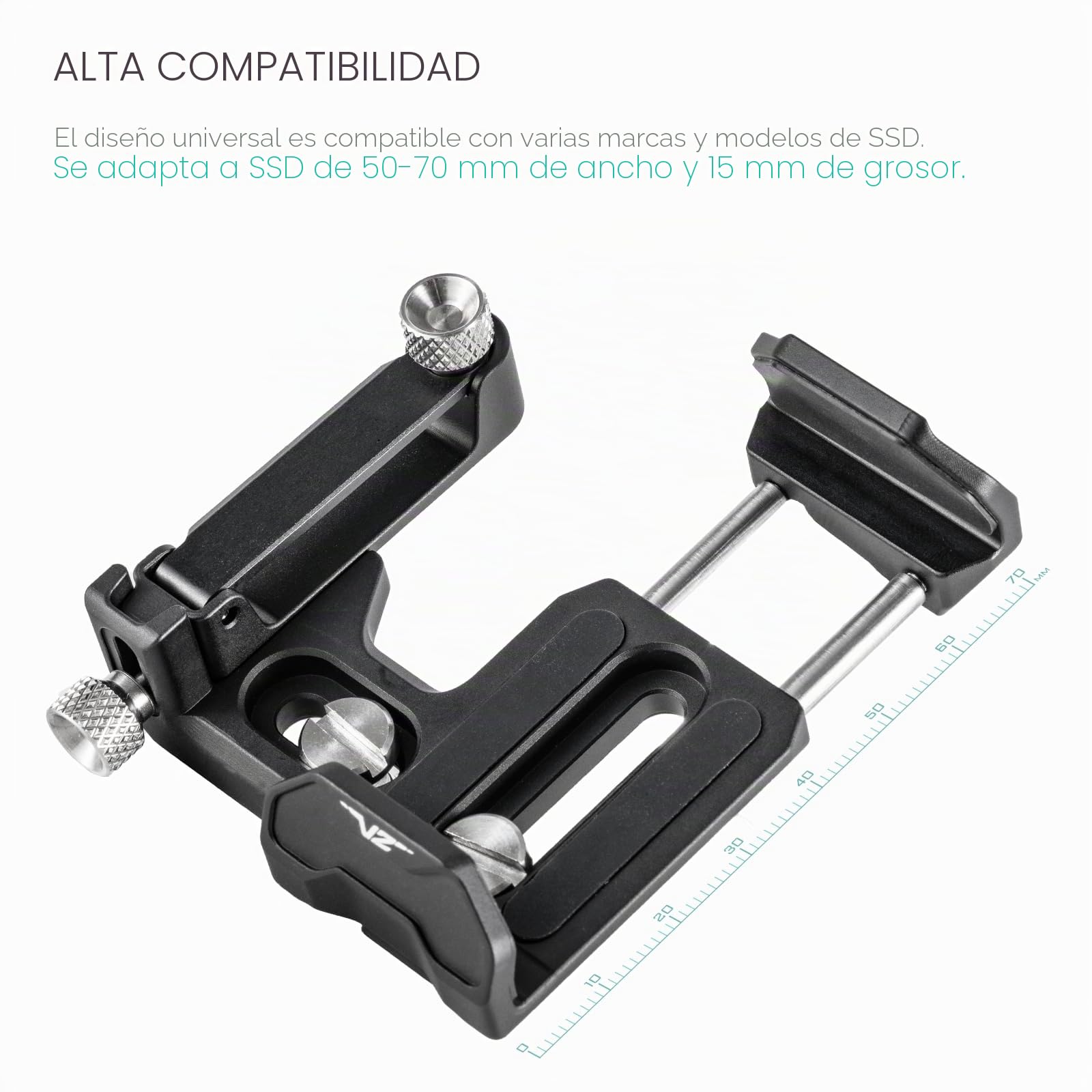 Tilta Soporte universal para unidad SSD V2 con ranura de 1/10.2 cm-20, se adapta a SSD de 50-70 mm de ancho y 15 mm de grosor, negro TA-USDH2-B