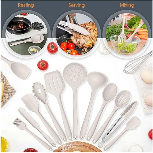 Miniatura 6 de Juego de utensilios de cocina de 15 piezas, utensilios de cocina de silicona con soporte, resistentes al calor, antiadherentes, seguros para