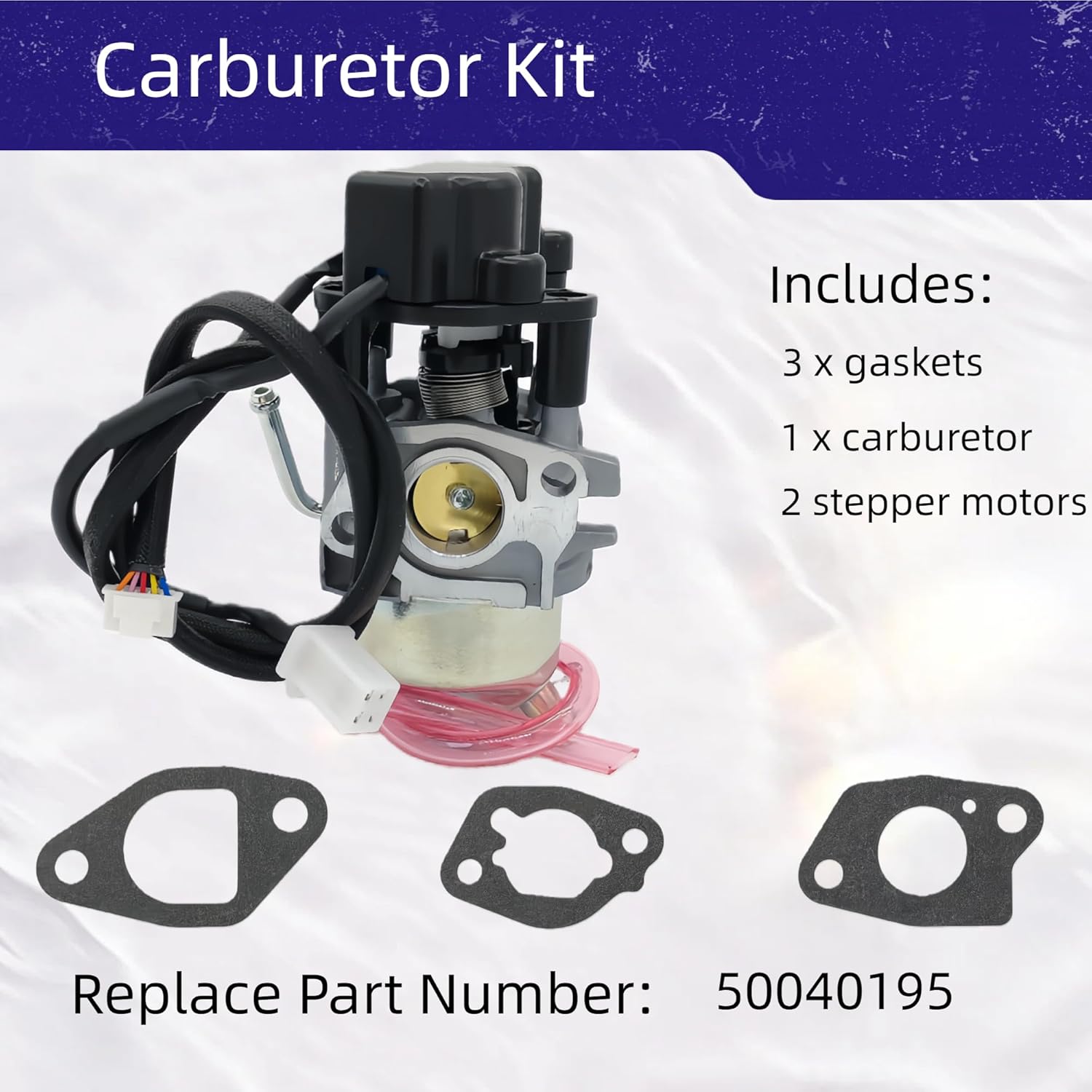 Carburetor Kit with 2 Stepper Motors for 224CC Inverter Generator - Compatible with Westinghouse IGen4500 & Onan P4500I Models, Replaces 50040195