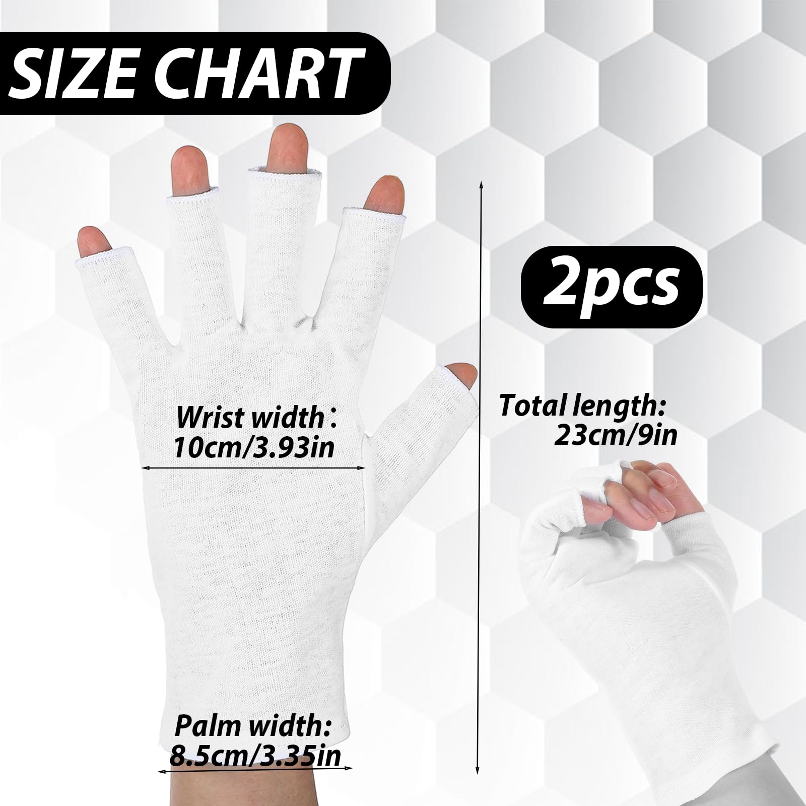 Gants en coton blanc sans doigts lot de 2 paires résistants transpiration respirants eczéma séchage mains sommeil spa