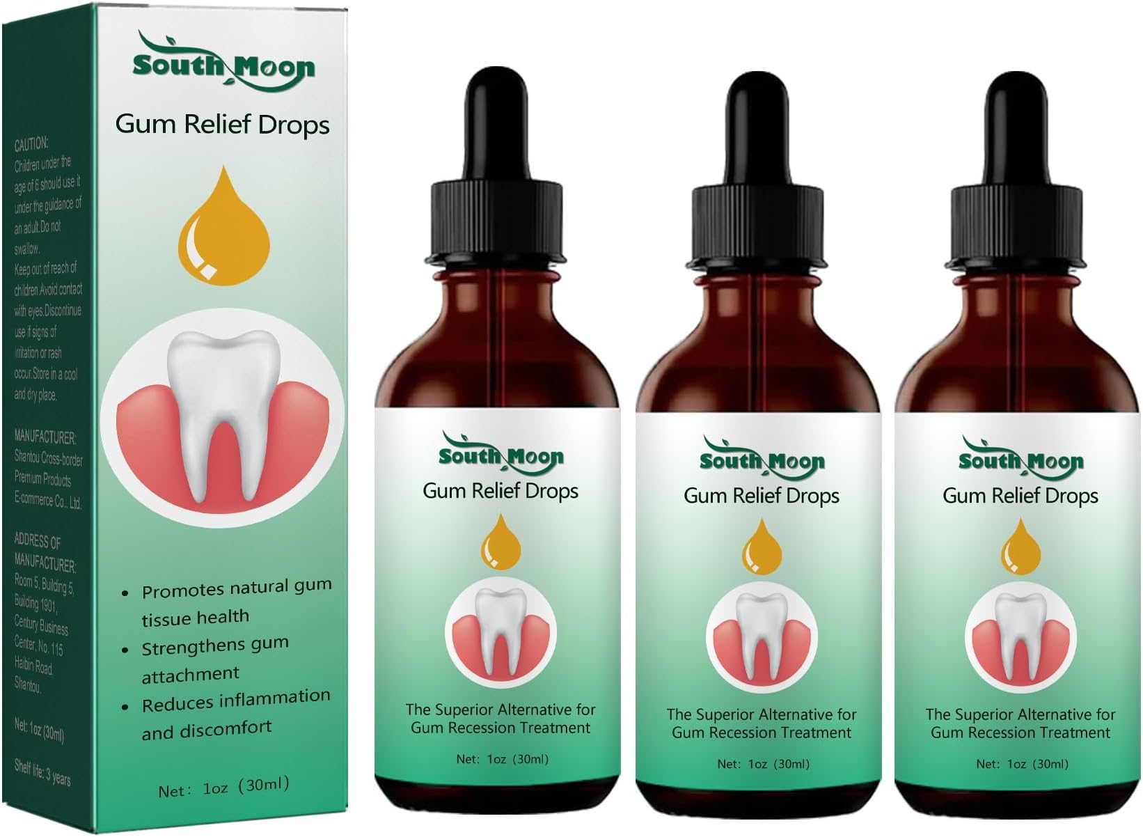 GYORI 3 Pcs Dentizen Gum Regrowth Drops - Rejuvenate Your Gums With Ease, Restore Plus Liquid Drops Mouthwash, Disease Treatment for Gum Health