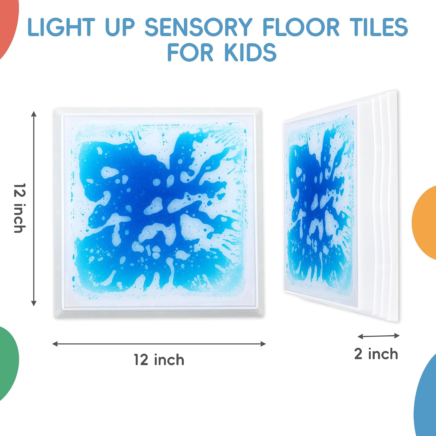 OUTREE Sensory Floor Tiles for Kids, 12" Sensory Mats with Sound & Touch-Activated 7-Color Changing LEDs, Interactive Liquid Floor Tiles for Home and Classroom, Sensory Room Must Haves (Pack of 1)