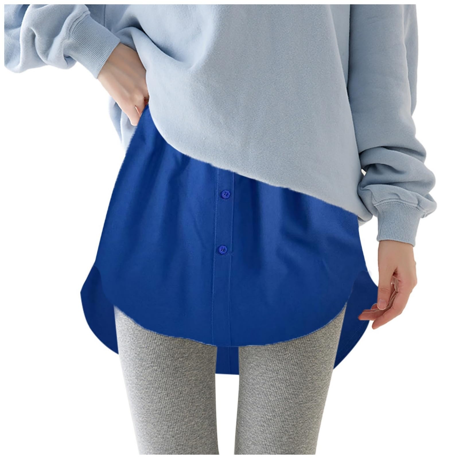 Blusenverlängerung Damen Große Größen Hemdverlängerung Layering Top mit Knöpfen,Adjustable Mini-Unterrock Fake Bluse Rock Verlängerung,Lower Skirt Shirt Extender für Pullover, Sweatshirts & Jacken