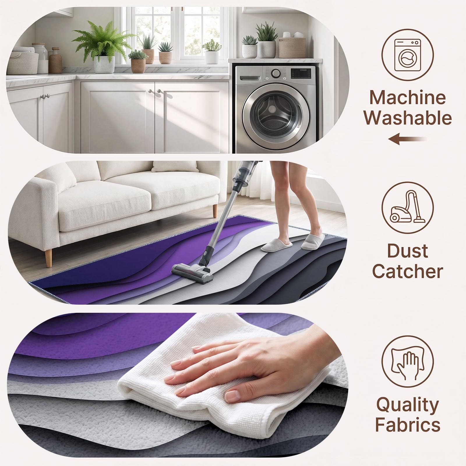 Générique Papiers découpés 3D Tapis, 80 x 150 cm, Vague Couche Dégradé Jaune Gris Décoration Moquette avable Salle de Tapis, Pliable Doux Réduire Bruit Lancer Moquette pour Chambre à Coucher