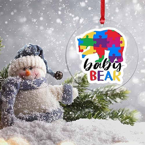 Miniatura 204 de Adorno de Navidad Mama Bear Novedad Acrílico Adornos de Navidad Mama Bear Autismo Rompecabezas Colorido Oso Navidad Colgante Ornamento Puzzle Piezas