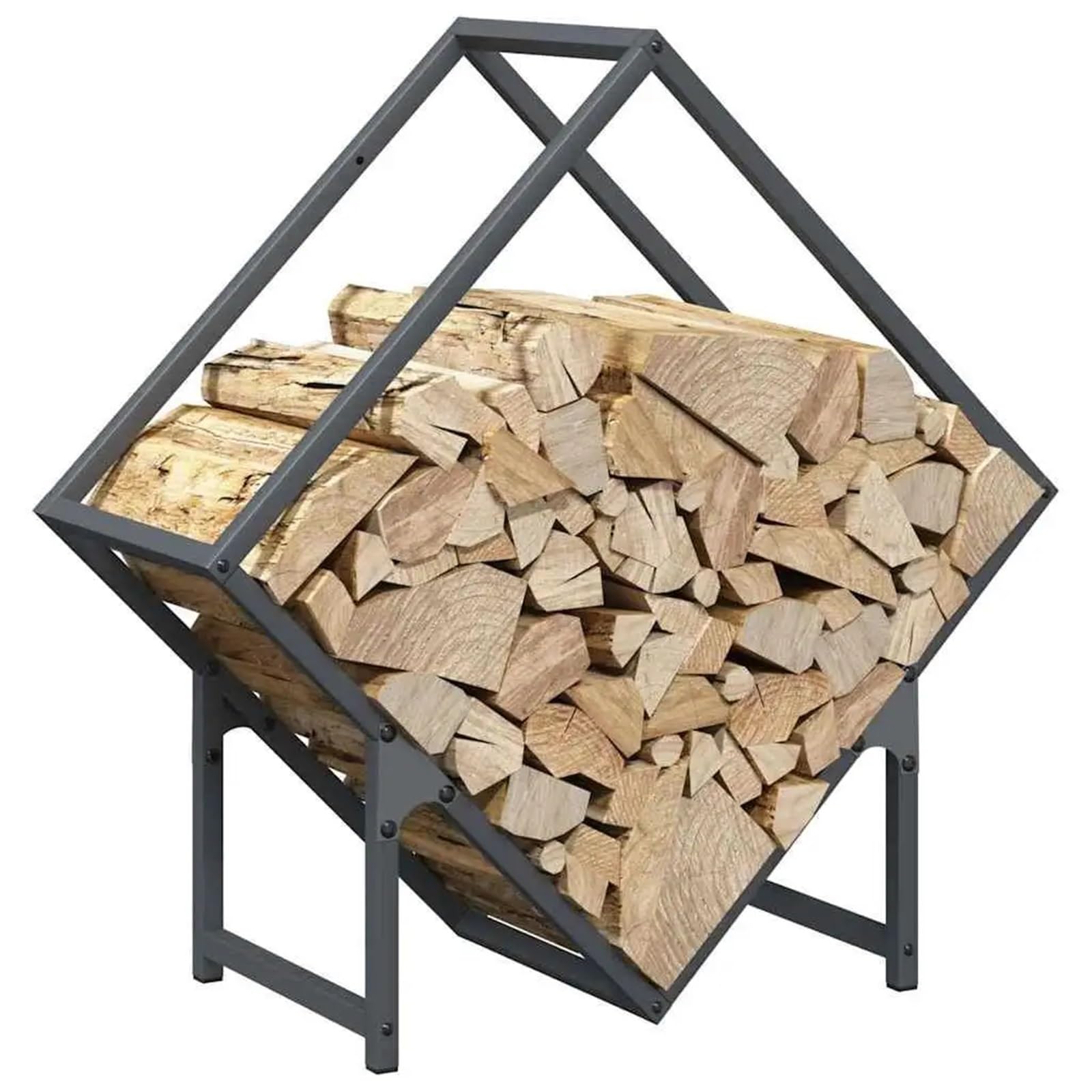 Scaffalatura Porta Legna Portalegna antracite 60x25x60 cm - Soluzione di stoccaggio in acciaio laminato a freddo