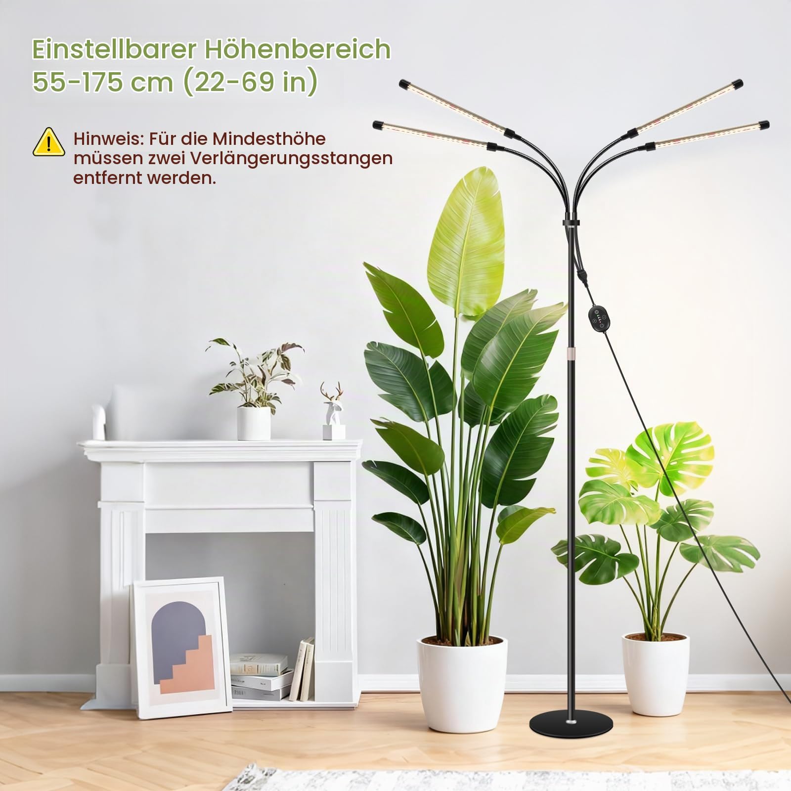 Boden-Pflanzenlampe 12V, 660nm-verstärktes Vollspektrum LED Pflanzenlicht mit 8/12/16H Timer, Smart Plug geeignet & automatische Wiederaufnahme, dimmbar, hohe PPFD 320 µmol/s/m²@15cm, 20W
