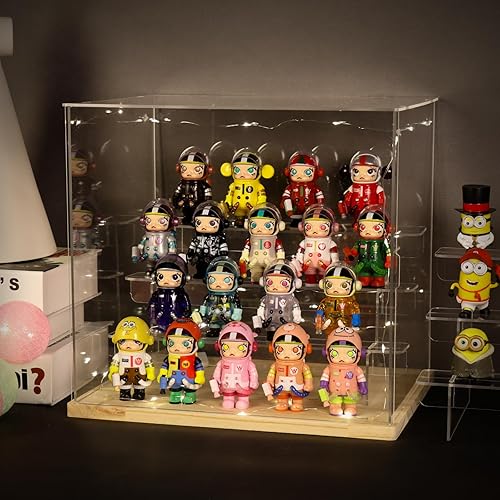 Miniatura 10 de Choowin Vitrina de acrílico transparente de 2 capas para coleccionables, mini figuras, Pop Mart, Labubu, Sonny Angel, Smiski  Caja de exhibición de